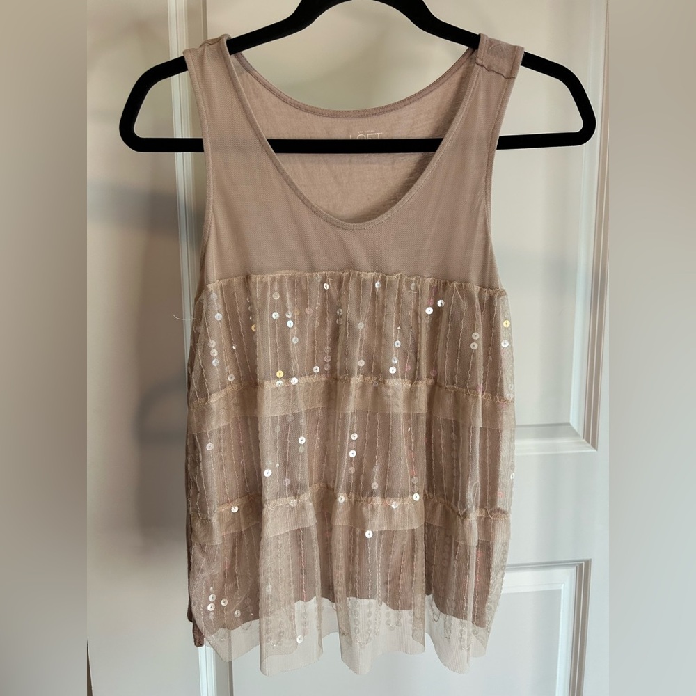 LOFT Blush Nude Sequin Women's Top
